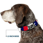 Dog Bone Seatbelt Buckle Collar - Stars & Stripes Ribbon Red/Blue/White