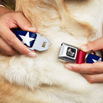 Dog Bone Seatbelt Buckle Collar - Stars & Stripes Ribbon Red/Blue/White