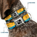 Load image into Gallery viewer, Dog Bone Seatbelt Buckle Collar - SUP w/Dog Yellows/Blues/Black