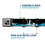 Dog Bone Seatbelt Buckle Collar - SUP w/Dog Black/Blues/White