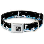 Dog Bone Seatbelt Buckle Collar - SUP w/Dog Black/Blues/White