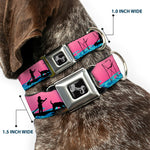 Dog Bone Seatbelt Buckle Collar - SUP w/Dog Pink/Blues/Black