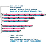 Dog Bone Seatbelt Buckle Collar - SUP w/Dog Pink/Blues/Black