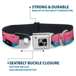 Dog Bone Seatbelt Buckle Collar - SUP w/Dog Pink/Blues/Black