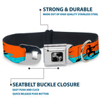 Dog Bone Seatbelt Buckle Collar - SUP w/Dog Neon Orange/Blues/Black