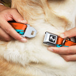 Dog Bone Seatbelt Buckle Collar - SUP w/Dog Neon Orange/Blues/Black