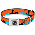 Load image into Gallery viewer, Dog Bone Seatbelt Buckle Collar - SUP w/Dog Neon Orange/Blues/Black