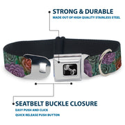 Dog Bone Seatbelt Buckle Collar - Succulents Stacked Green/Pink/Orange