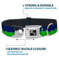Load image into Gallery viewer, Dog Bone Black/Silver Seatbelt Buckle Collar - Seattle Skyline Navy/Gray/Green
