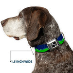 Dog Bone Black/Silver Seatbelt Buckle Collar - Seattle Skyline Navy/Gray/Green