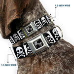 Dog Bone Seatbelt Buckle Collar - Skull & Cross Bones Blocks Black/White White/Black