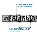 Dog Bone Seatbelt Buckle Collar - Skull & Cross Bones Blocks Black/White White/Black