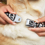 Dog Bone Seatbelt Buckle Collar - Skull & Cross Bones Blocks Black/White White/Black