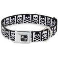 Load image into Gallery viewer, Dog Bone Seatbelt Buckle Collar - Skull & Cross Bones Blocks Black/White White/Black