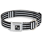 Dog Bone Seatbelt Buckle Collar - Stripe Blocks Black/White