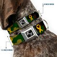Load image into Gallery viewer, Dog Bone Seatbelt Buckle Collar - Support Our Troops Camo Olive/Yellow Ribbon