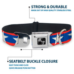 Dog Bone Seatbelt Buckle Collar - Stars/Stripes Red/Blue/White