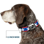 Dog Bone Seatbelt Buckle Collar - Stars/Stripes Red/Blue/White