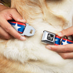 Dog Bone Seatbelt Buckle Collar - Stars/Stripes Red/Blue/White
