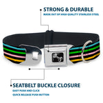 Dog Bone Seatbelt Buckle Collar - Stripe Blocks Black/Multi Pastel