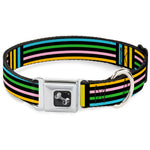 Dog Bone Seatbelt Buckle Collar - Stripe Blocks Black/Multi Pastel