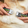 Load image into Gallery viewer, Dog Bone Seatbelt Buckle Collar - Stripe Blocks Brown/Multi Pastel