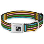 Dog Bone Seatbelt Buckle Collar - Stripe Blocks Brown/Multi Pastel