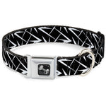 Dog Bone Seatbelt Buckle Collar - Spikes Scattered Black/White
