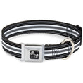 Load image into Gallery viewer, Dog Bone Seatbelt Buckle Collar - Striped Black/Gray/White