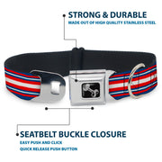 Dog Bone Seatbelt Buckle Collar - Striped Blue/Red/White