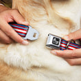 Load image into Gallery viewer, Dog Bone Seatbelt Buckle Collar - Striped Blue/Red/White