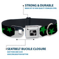 Load image into Gallery viewer, Dog Bone Seatbelt Buckle Collar - Stars Scattered Black/Green
