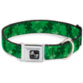 Load image into Gallery viewer, Dog Bone Seatbelt Buckle Collar - St. Pat's Stacked Shamrocks Greens
