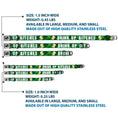 Load image into Gallery viewer, Dog Bone Black/Silver Seatbelt Buckle Collar - St. Pat's DRINK UP BITCHES/Beer Mugs/Stacked Shamrocks Greens/White/Gold