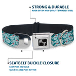 Dog Bone Seatbelt Buckle Collar - Shark 3-Rows Light Blue
