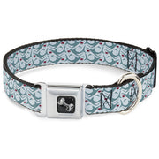 Dog Bone Seatbelt Buckle Collar - Shark 3-Rows Light Blue