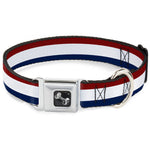 Dog Bone Seatbelt Buckle Collar - Stripes Red/White/Blue