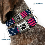 Dog Bone Seatbelt Buckle Collar - Stars & Stripes2 Blue/White/Pink