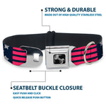 Dog Bone Seatbelt Buckle Collar - Stars & Stripes2 Blue/White/Pink
