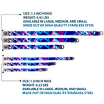 Dog Bone Seatbelt Buckle Collar - Squares Stacked Blues/Pinks/Purples
