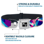 Dog Bone Seatbelt Buckle Collar - Squares Stacked Blues/Pinks/Purples