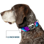Dog Bone Seatbelt Buckle Collar - Squares Stacked Blues/Pinks/Purples