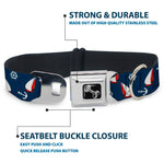 Dog Bone Black/Silver Seatbelt Buckle Collar - Sailboat/Anchor/Helm Scattered Navy/White/Red