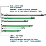 Dog Bone Black/Silver Seatbelt Buckle Collar - Stripes Navy/Neon Green/Silver/White