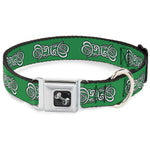 Dog Bone Seatbelt Buckle Collar - Celtic Knot2 Greens/Black/White