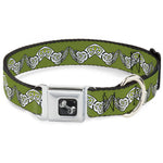 Dog Bone Seatbelt Buckle Collar - Celtic Knot3 Olives/Black/White