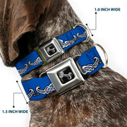 Dog Bone Seatbelt Buckle Collar - Celtic Knot4 Blues/Black/White