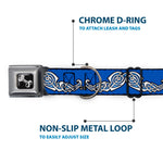 Dog Bone Seatbelt Buckle Collar - Celtic Knot4 Blues/Black/White