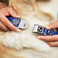 Load image into Gallery viewer, Dog Bone Seatbelt Buckle Collar - Celtic Knot4 Blues/Black/White