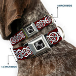 Dog Bone Seatbelt Buckle Collar - Celtic Knot5 Reds/Black/White